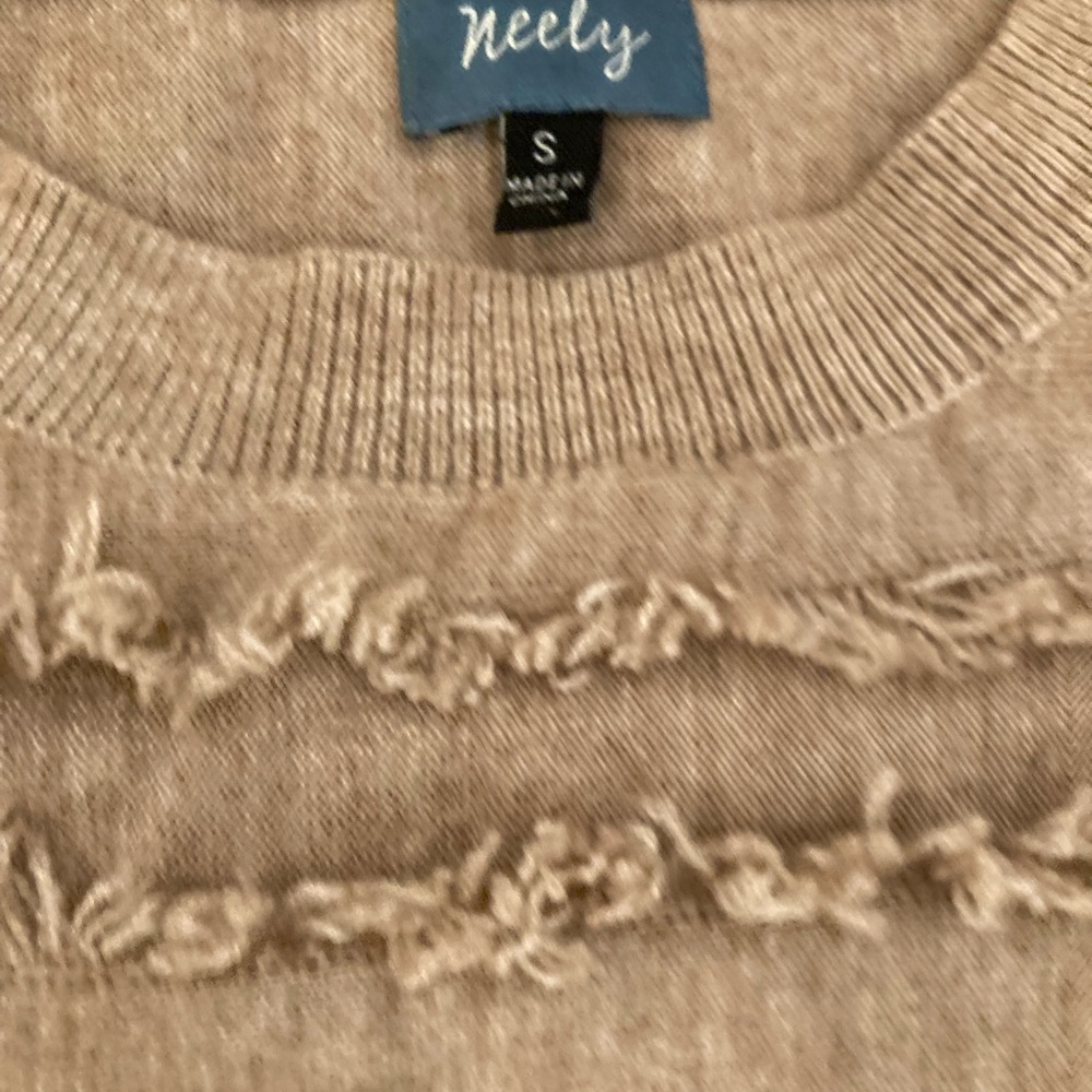 Anthropologie Beige Layered Fringe Sweater - Picture 3 of 6